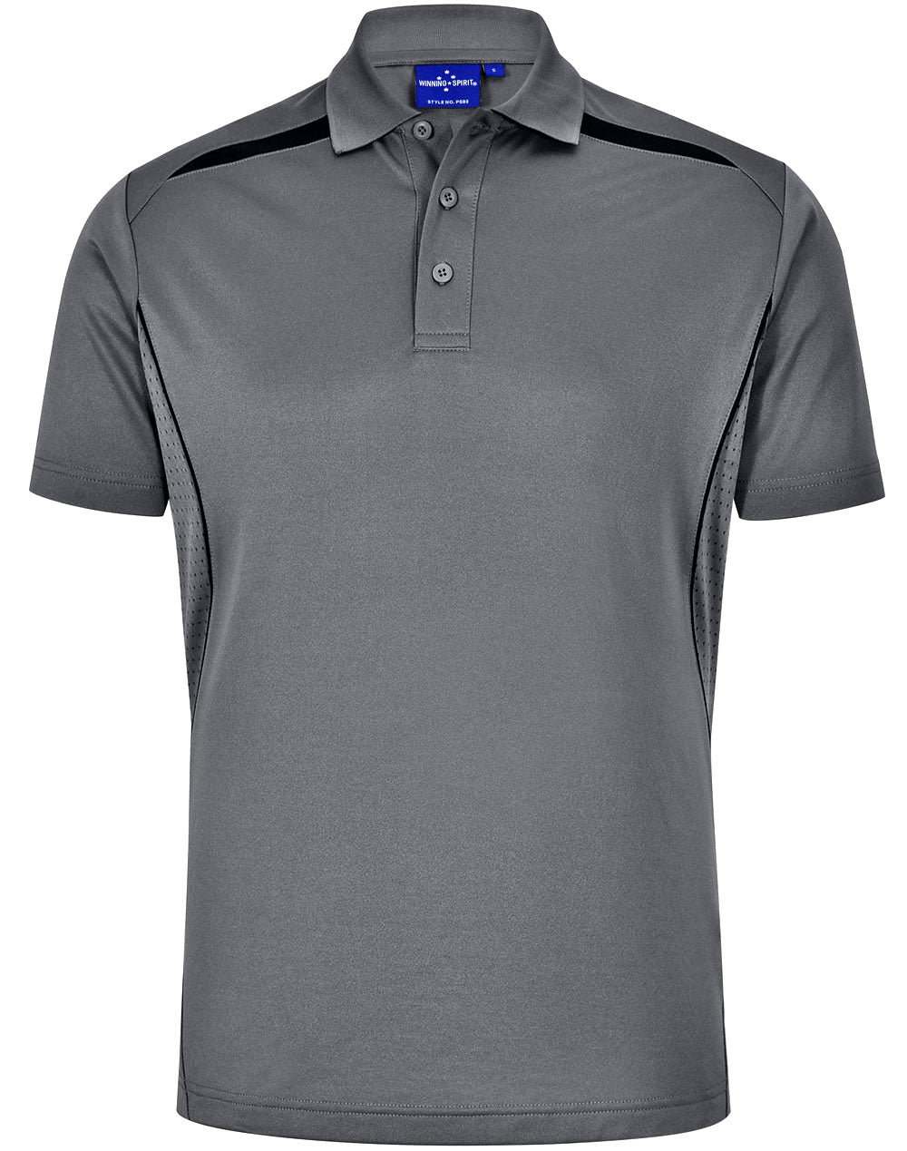 Men's Sustainable Poly/Cotton Contrast S/S Polo - PS93 - Ash / Black