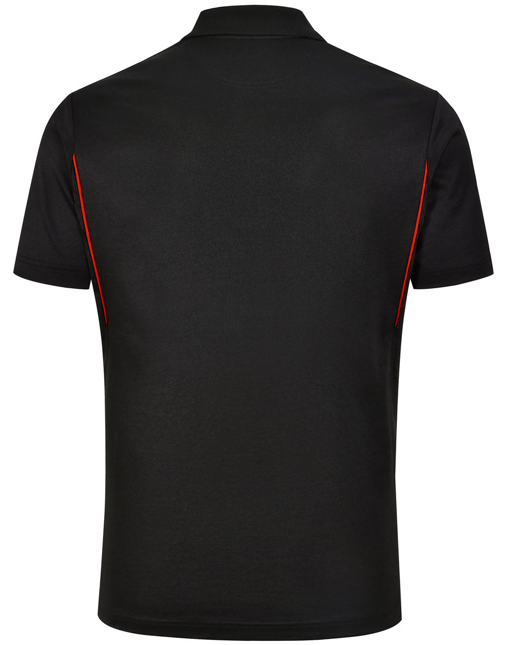 Mens Sustainable Poly/Cotton Contrast Ss Polo - Black/Red - Back