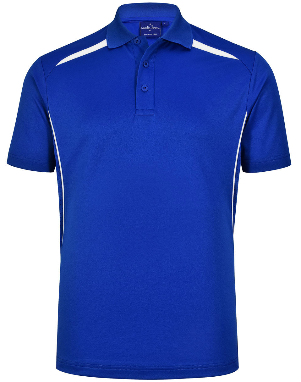 Men's Sustainable Poly/Cotton Contrast S/S Polo - PS93 - Electric Blue / White