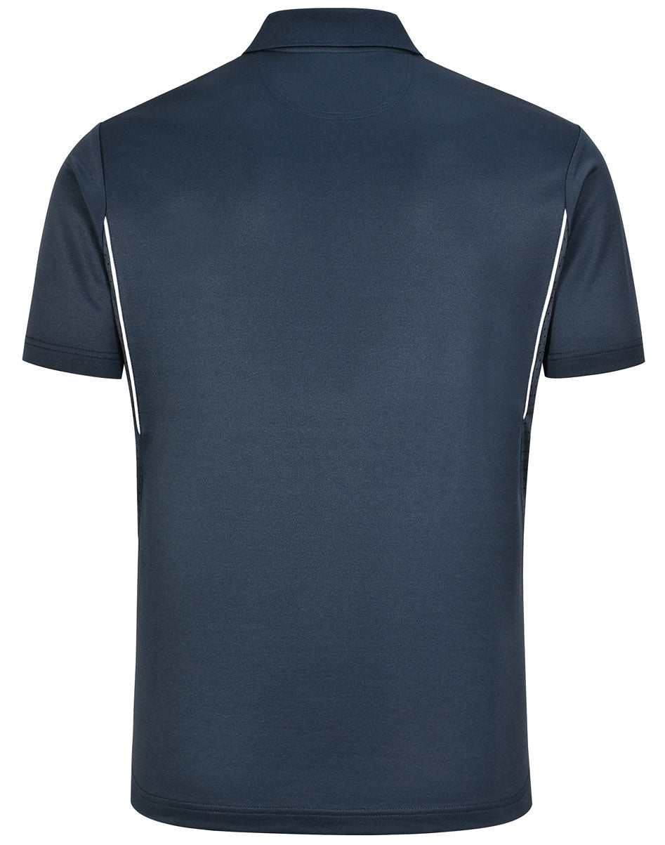 Mens Sustainable Poly/Cotton Contrast Ss Polo - Heavy Cloud/White - Back