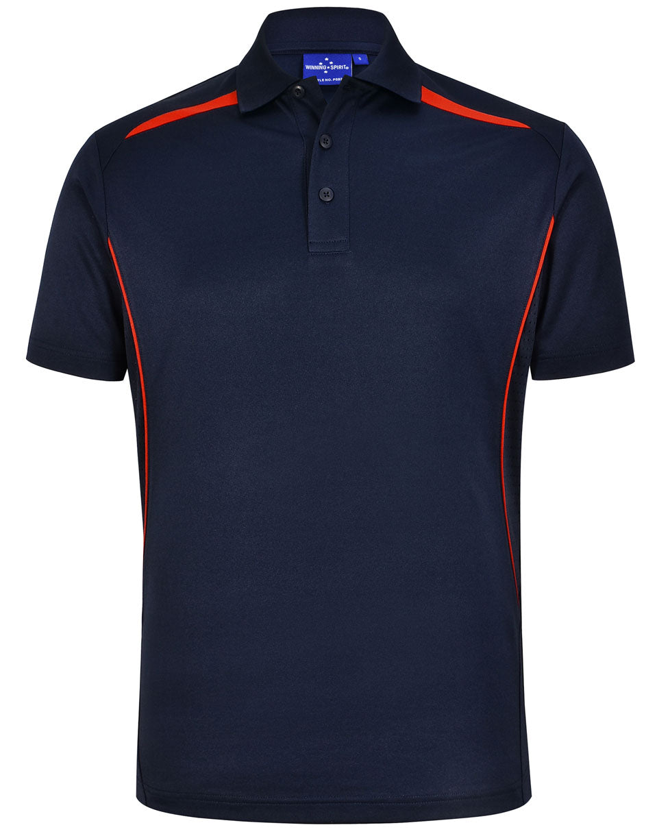 Men's Sustainable Poly/Cotton Contrast S/S Polo - PS93 - Navy / Red