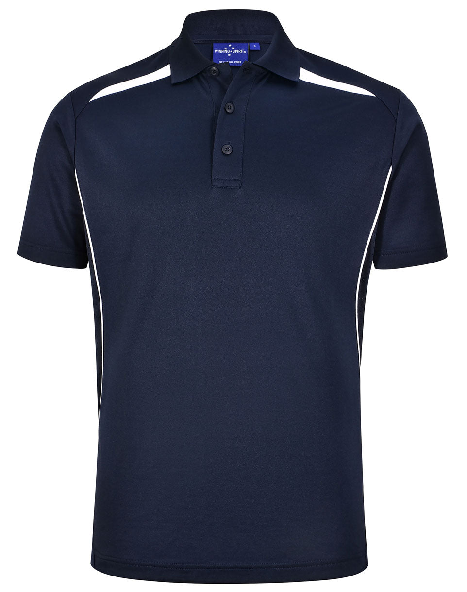 Men's Sustainable Poly/Cotton Contrast S/S Polo - PS93 - Black / White