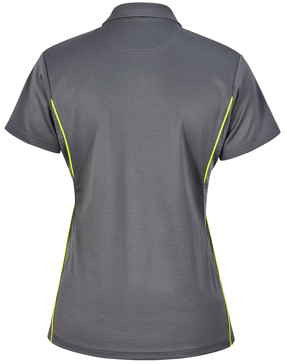 Ladies Sustainable Poly/Cotton Contrast Ss Polo - Ash/Lime - Back