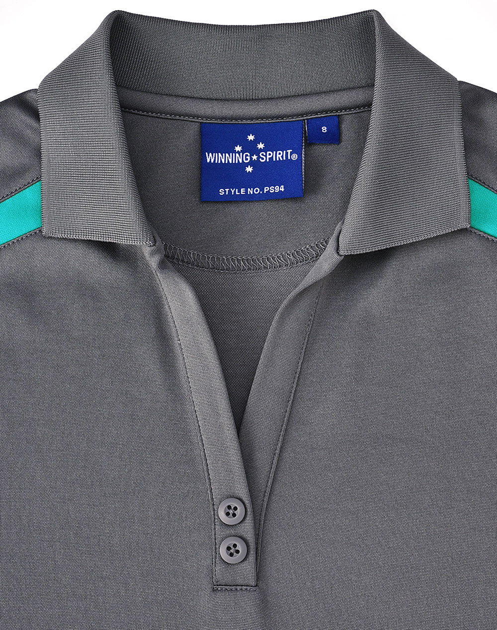 Ladies Sustainable Poly/Cotton Contrast Ss Polo - Ash/Teal - View