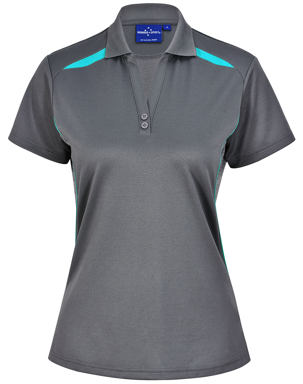 Ladies' Sustainable Poly/Cotton Contrast S/S Polo - PS94 - Ash / Teal