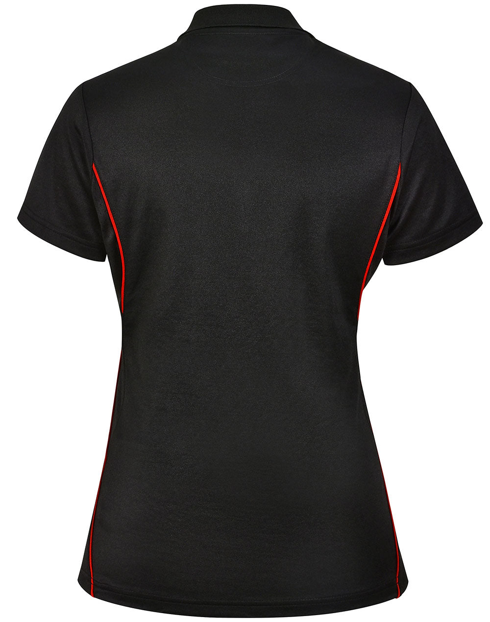 Ladies Sustainable Poly/Cotton Contrast Ss Polo - Black/Red - Back