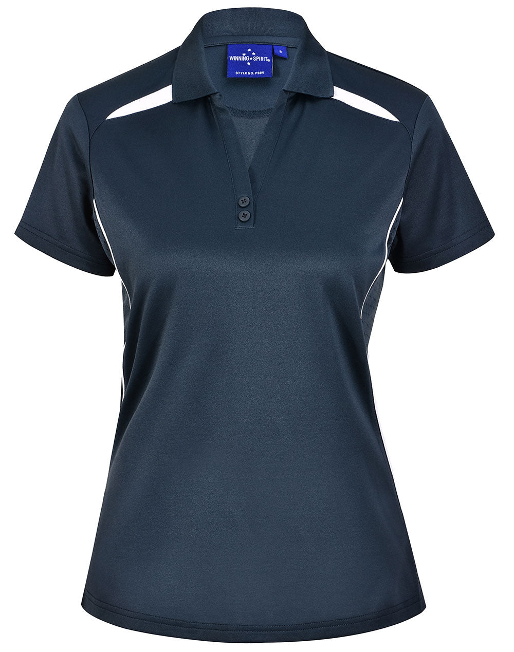 Ladies Sustainable Poly/Cotton Contrast Ss Polo - Heavy Cloud/White - Front