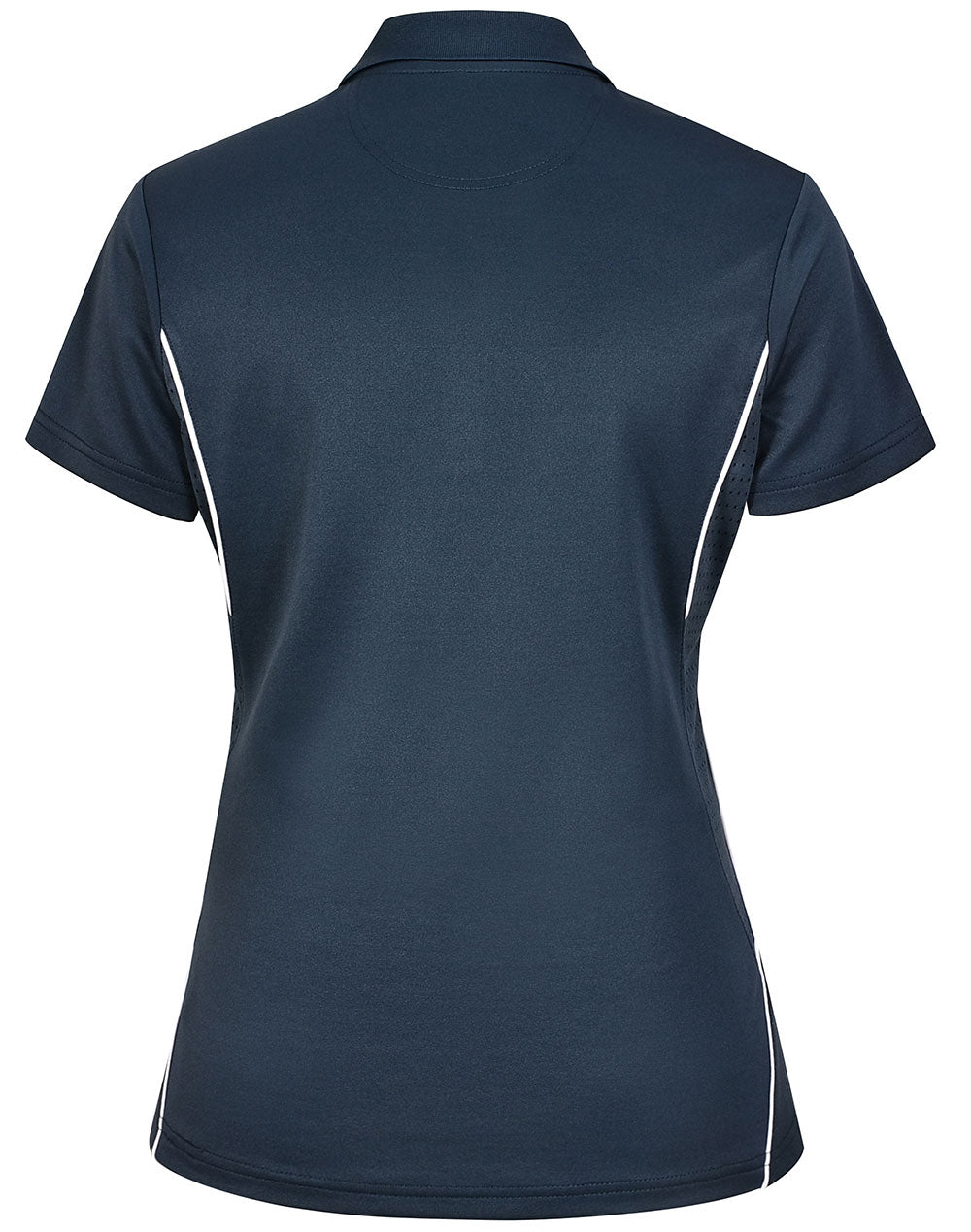 Ladies Sustainable Poly/Cotton Contrast Ss Polo - Heavy Cloud/White - Back