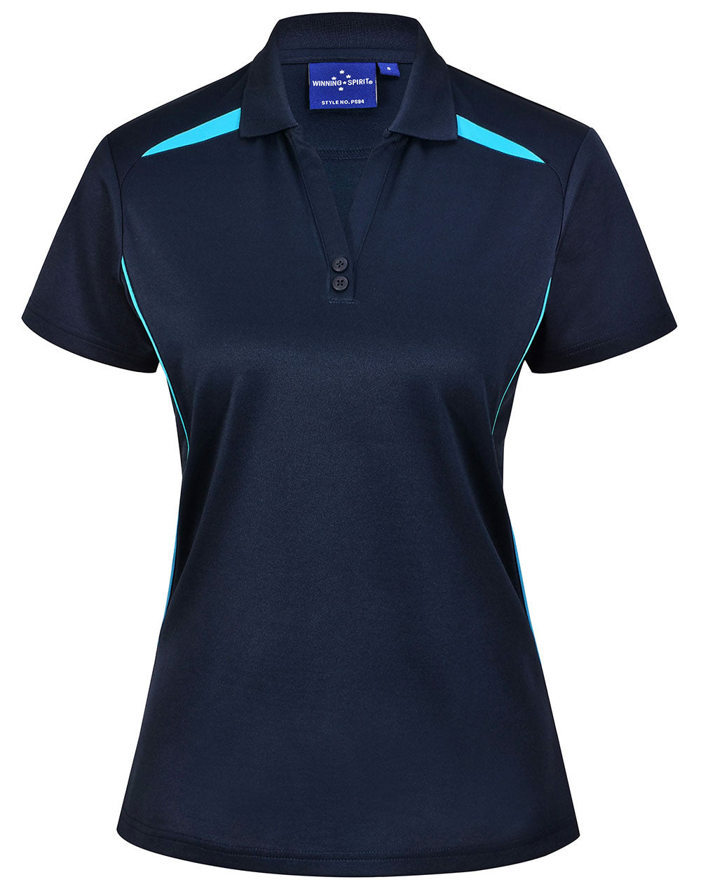 Ladies' Sustainable Poly/Cotton Contrast S/S Polo - PS94 - Navy / Aqua Blue