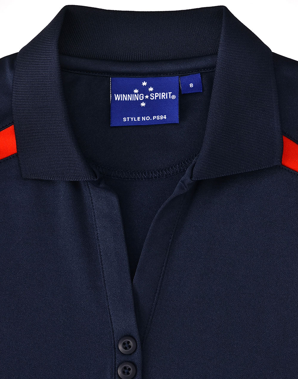 Ladies Sustainable Poly/Cotton Contrast Ss Polo - Navy/Red - View