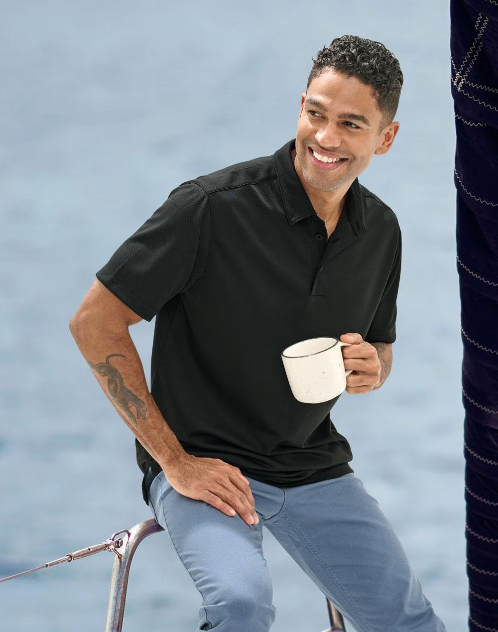 Men's Sustainable Jacquard Knit S/S Polo - PS95 - Winning Spirit