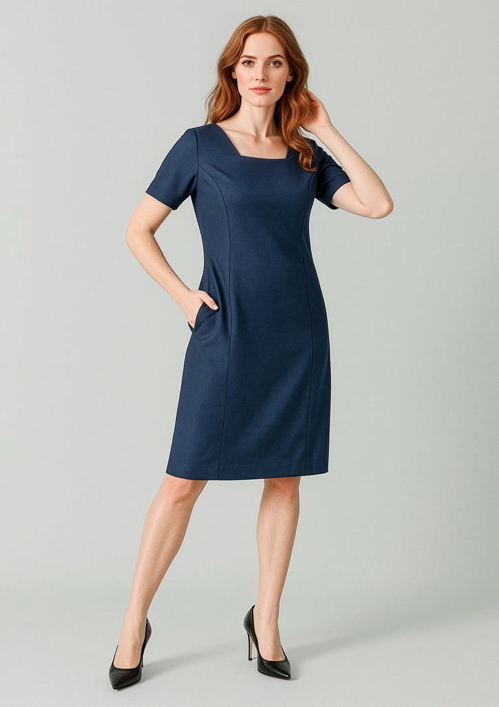 Renew Womens Short Sleeve Dress - Navy Dusk - Model