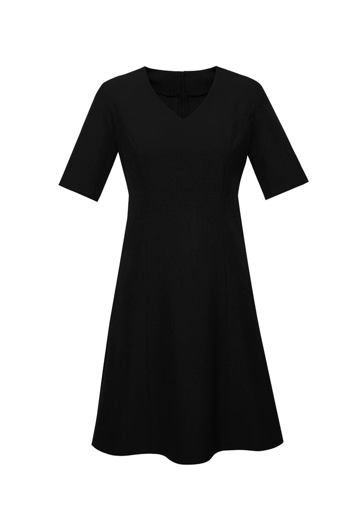 Siena Womens Extended Short Sleeve Dress - Black - Front