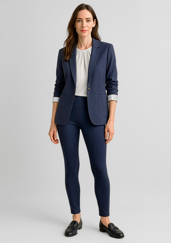 Scuba Ponte Womens High-rise Pull-on Corporate Legging - Navy - Model