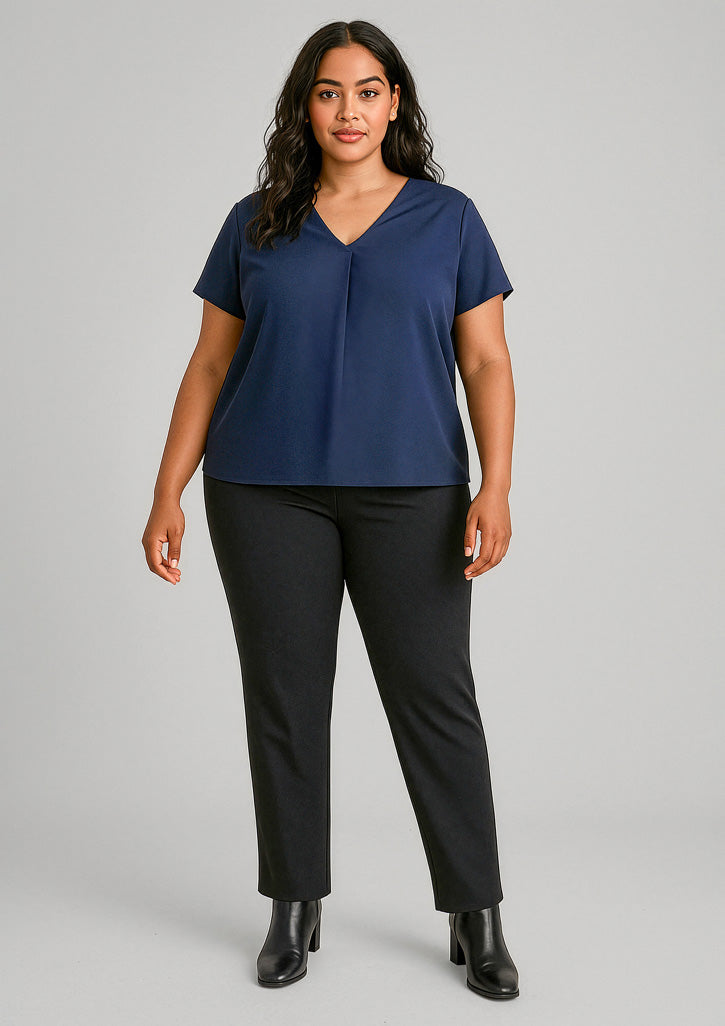 Scuba Ponte Womens Mid-rise Pull-on Pant - Black - Model