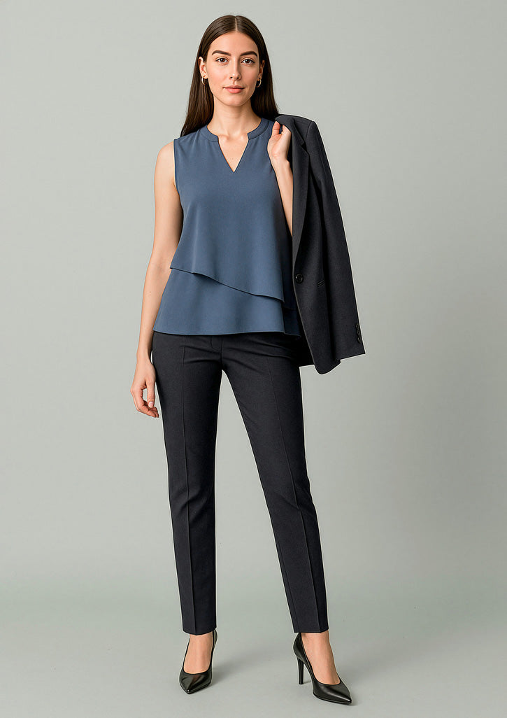 Renew Womens Mid-Waist Slim Leg Pant - Pencil Black - Model