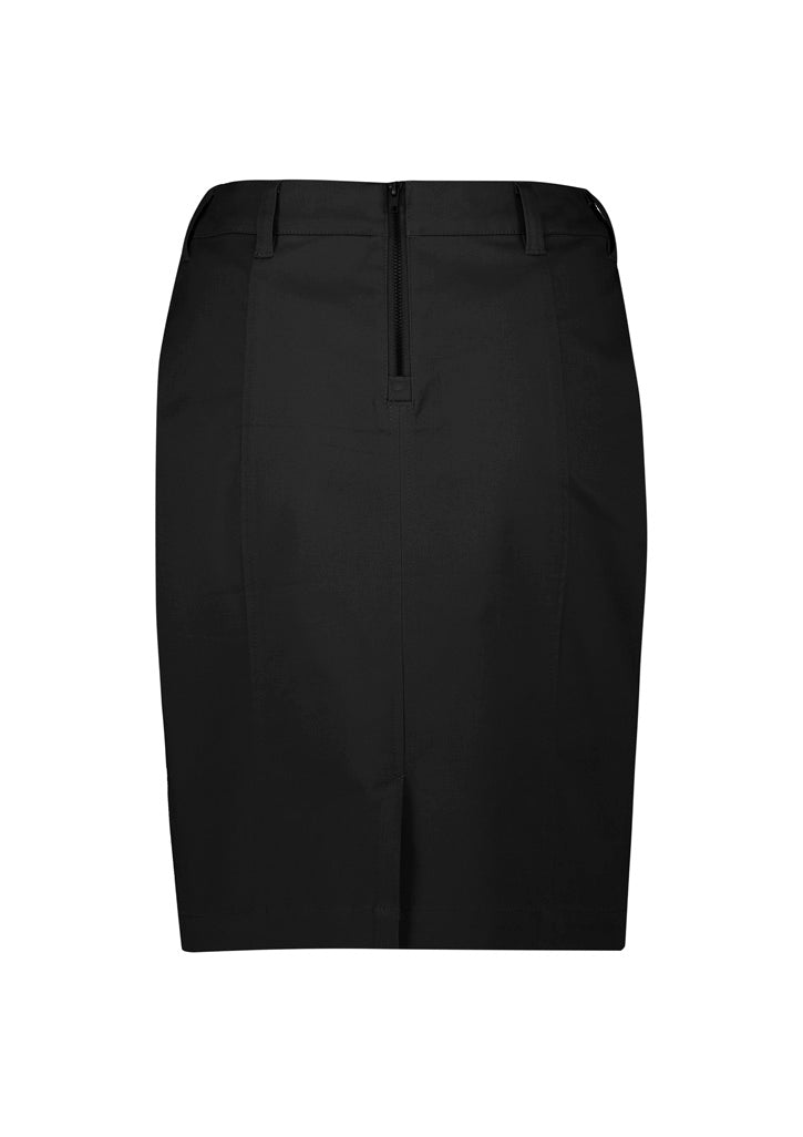 Traveller Womens Mid Waist Stretch Chino Skirt - Black - Back