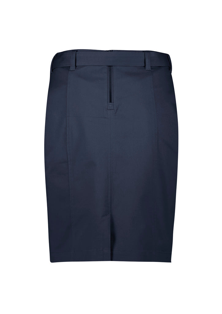 Traveller Womens Mid Waist Stretch Chino Skirt - Navy - View