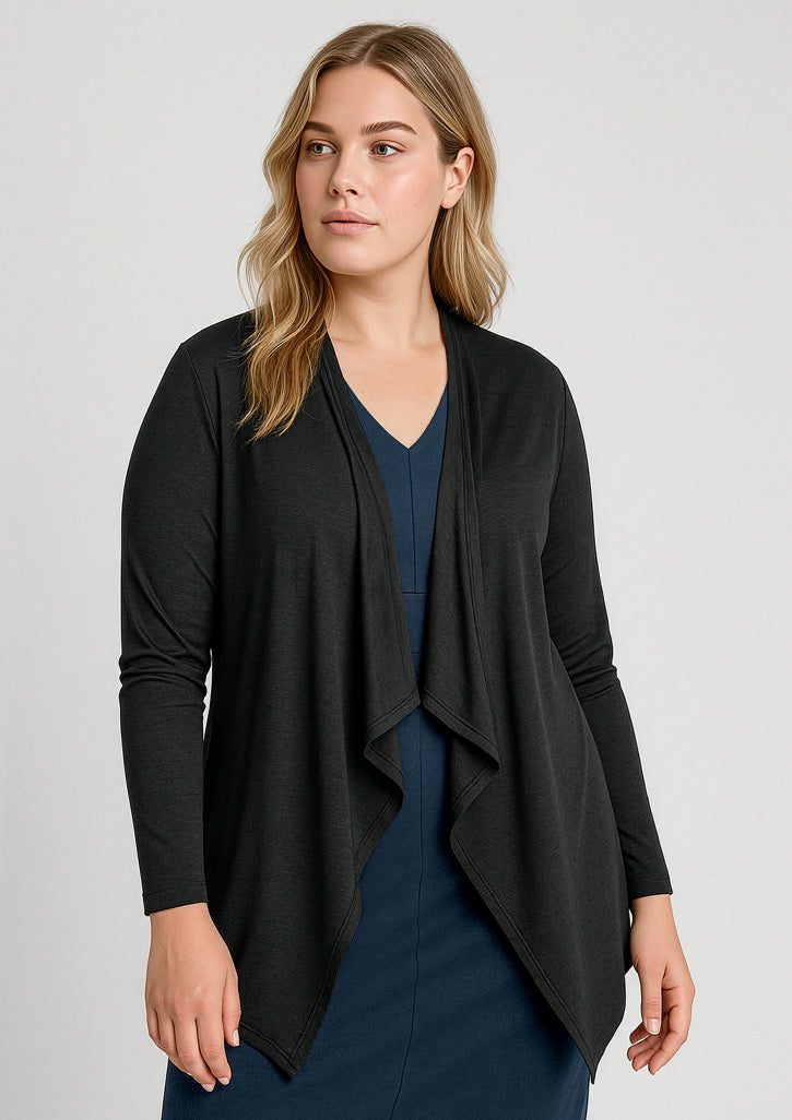 Sofia Womens Waterfall Cardigan - Black - Model