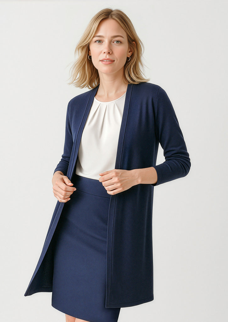 Chelsea Womens Longline Cardigan - Navy - Model