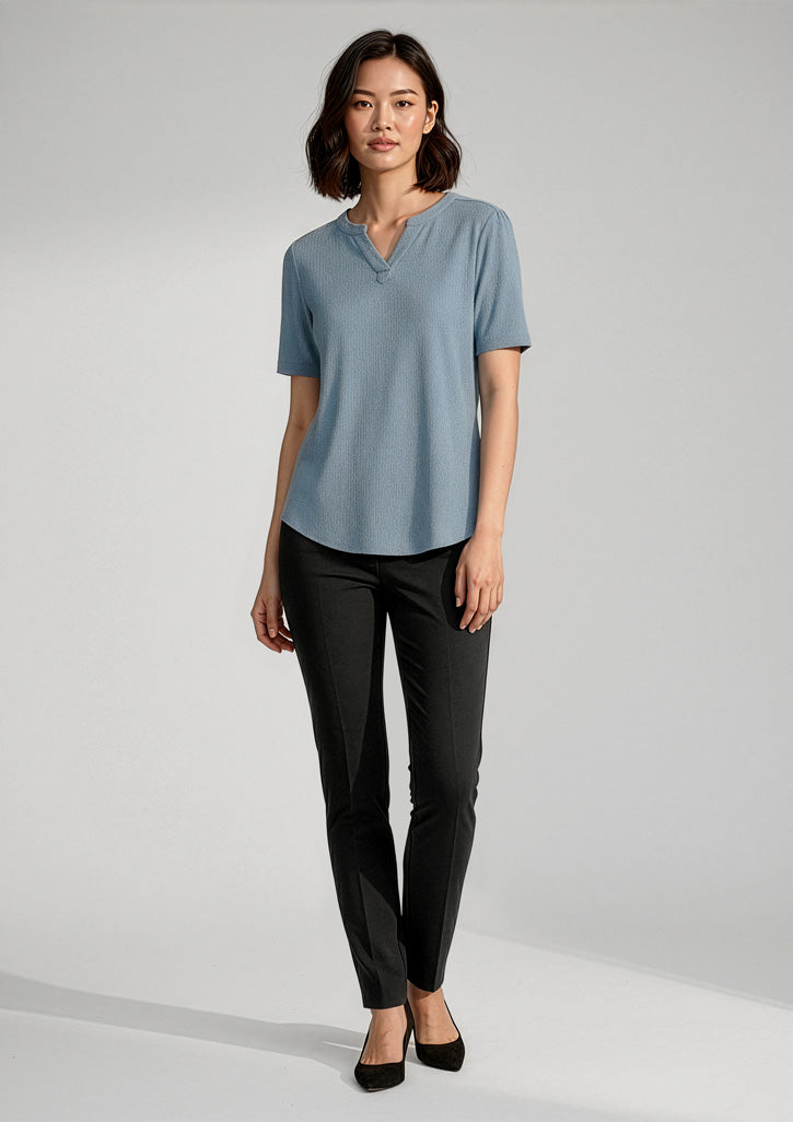 Ruché Womens Short Sleeve Shirt - Powder Blue - Model