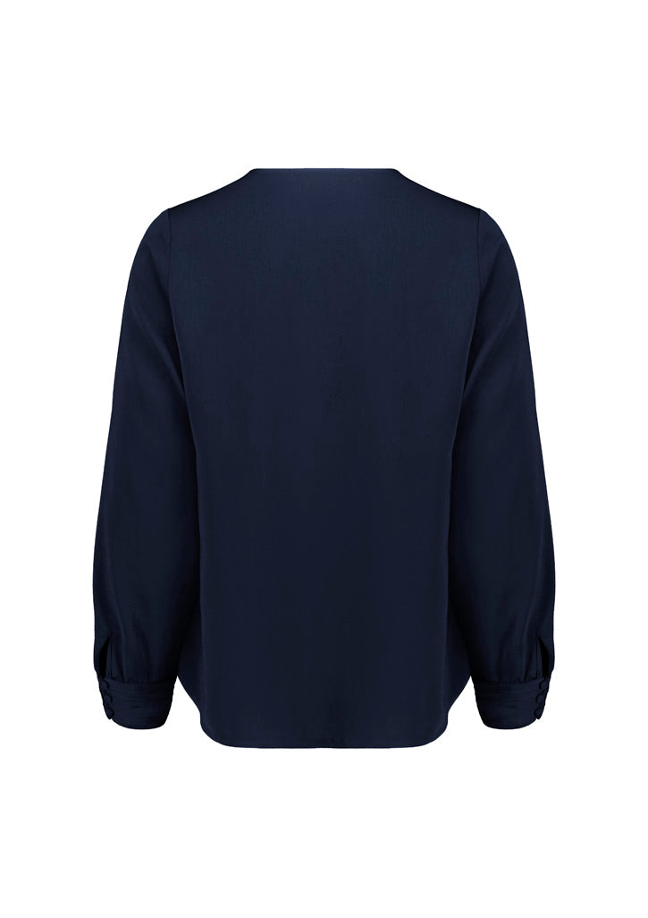 Evelyn Womens Long Sleeve Blouse - Navy - Back