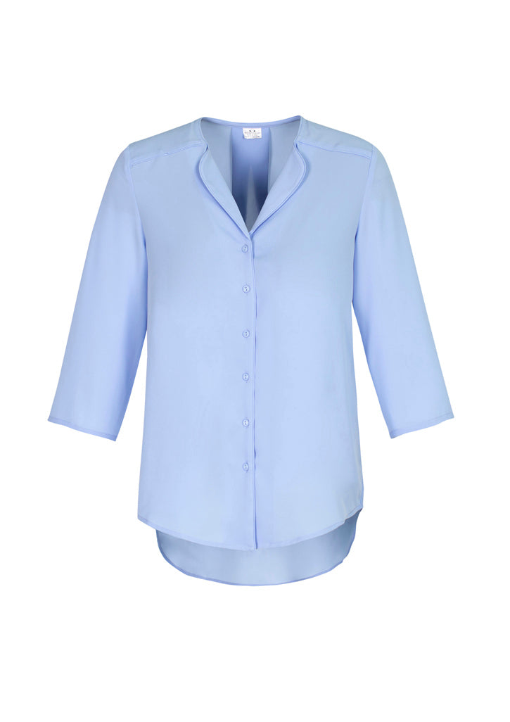 Lily Womens Longline Blouse - Ice Blue - Front