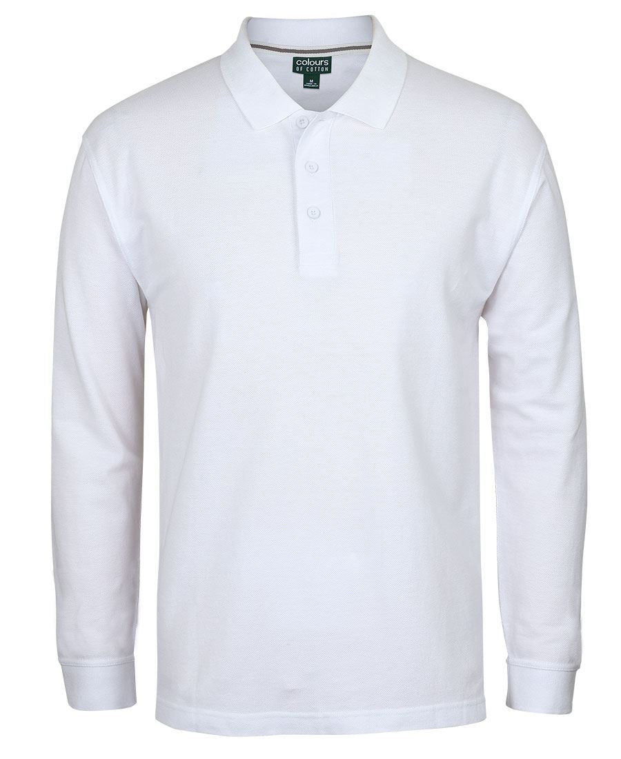 C of C L/S Pique Polo - White - Front