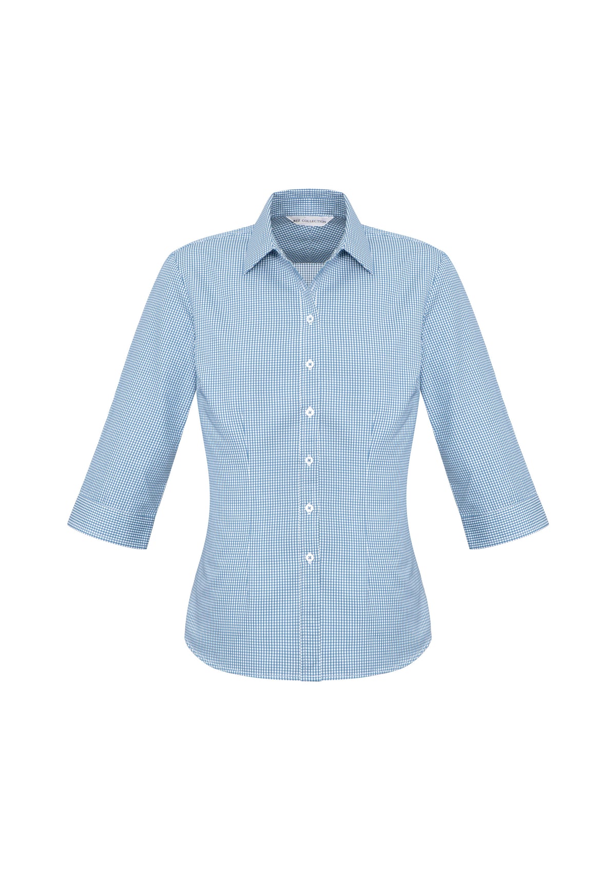 Ellison Womens 3/4 Sleeve Shirt - Blue - Front