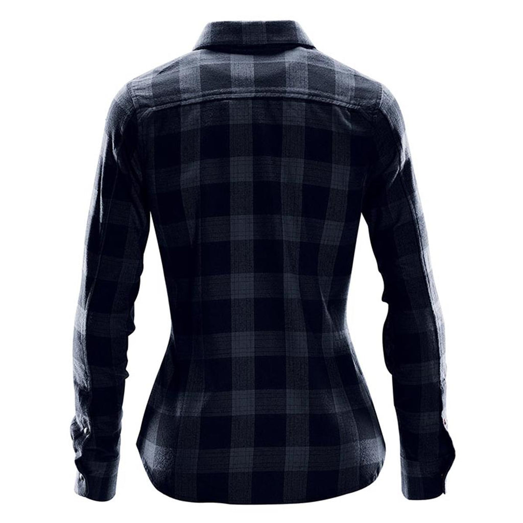 Women's Logan Snap Front Shirt - Navy Plaid - Back