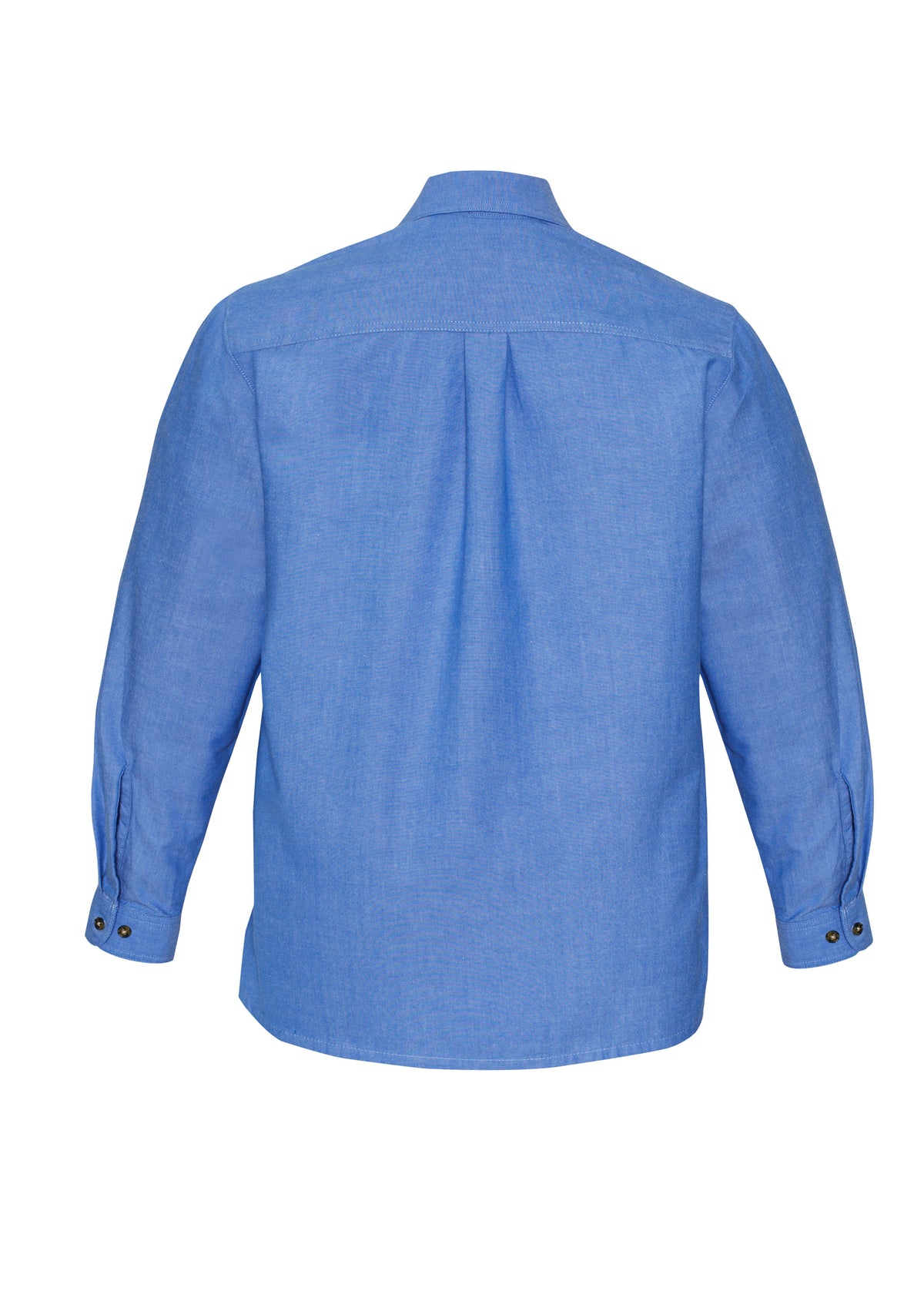 Chambray Mens Long Sleeve Shirt - Chambray Blue - Back
