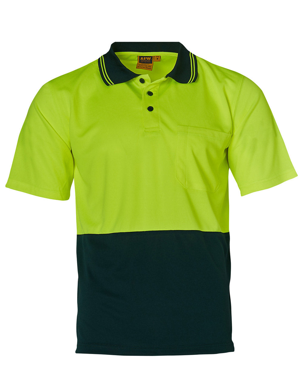 Hi-Vis cooldry safety polo S/S - SW01CD - FluoroYellow / Bottle