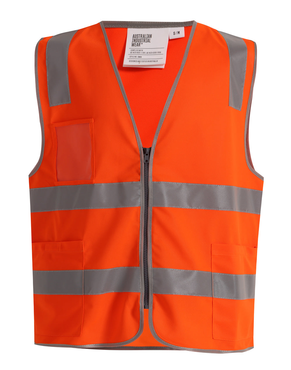 Hi Vis Safety Zip Vest With ID & Utility Pockets - SW04 - Orange