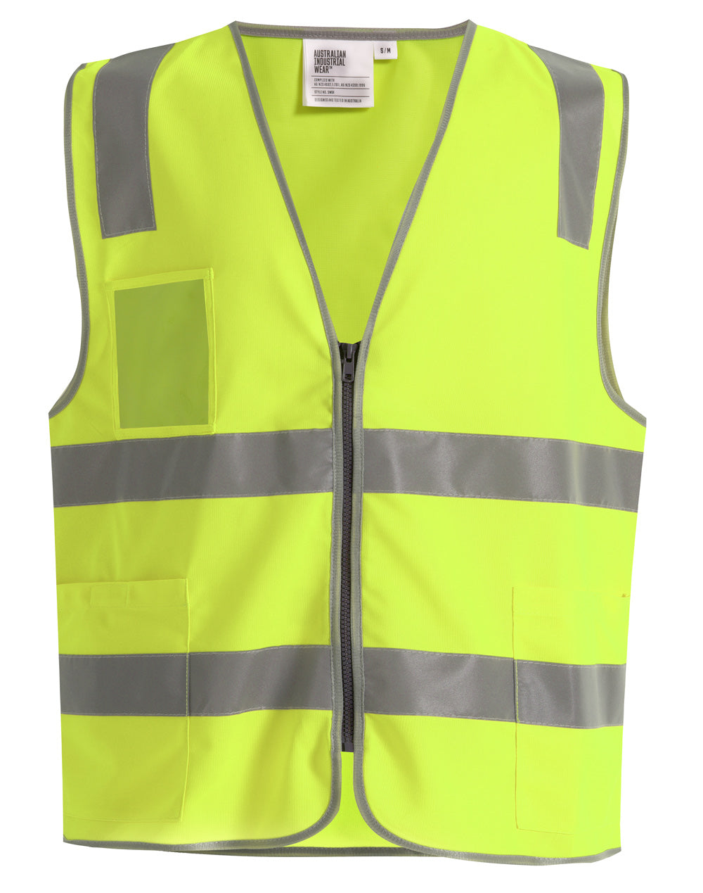 Hi Vis Safety Zip Vest With ID & Utility Pockets - SW04 - Yellow