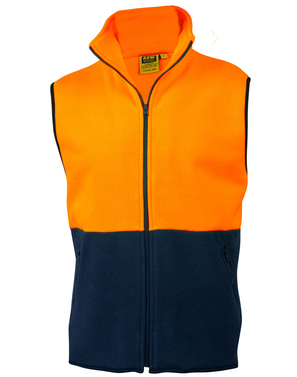 Hi-Vis two tone polar fleecy vest - SW08 - FluoroOrange / Navy