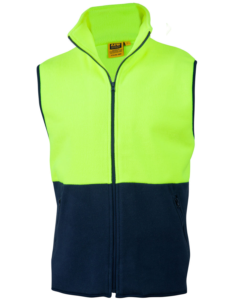 Hi-Vis two tone polar fleecy vest - SW08 - FluoroYellow / Navy