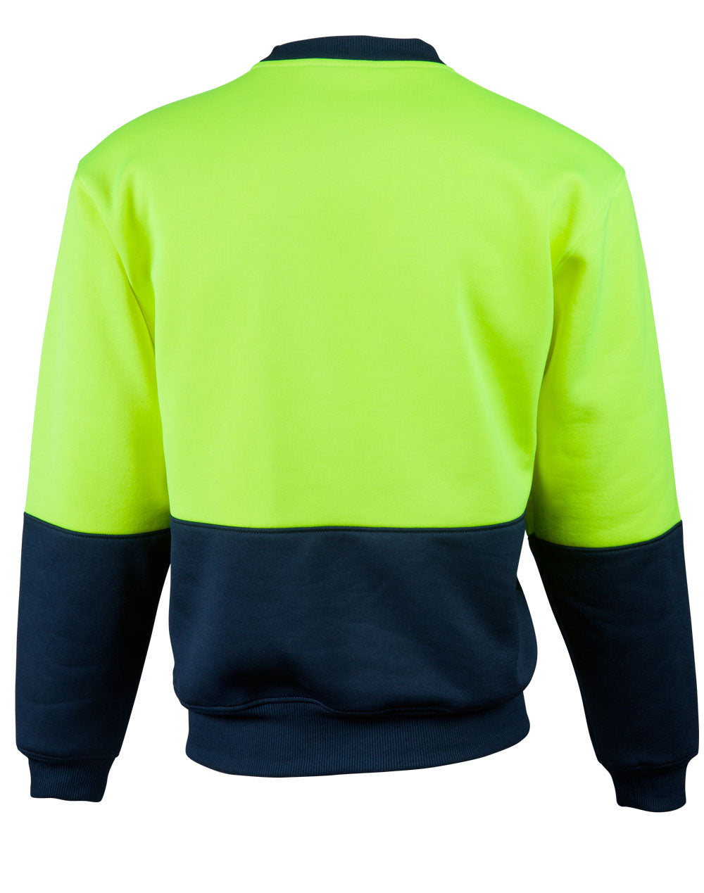Hi-Vis 2 Tone Crew Neck - FluoroYellow/Navy - Back