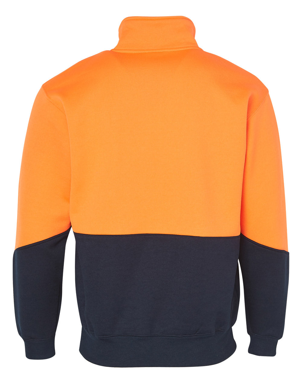 Hi-Vis Long Sleeve Fleece Sweat - Orange/Navy - Back