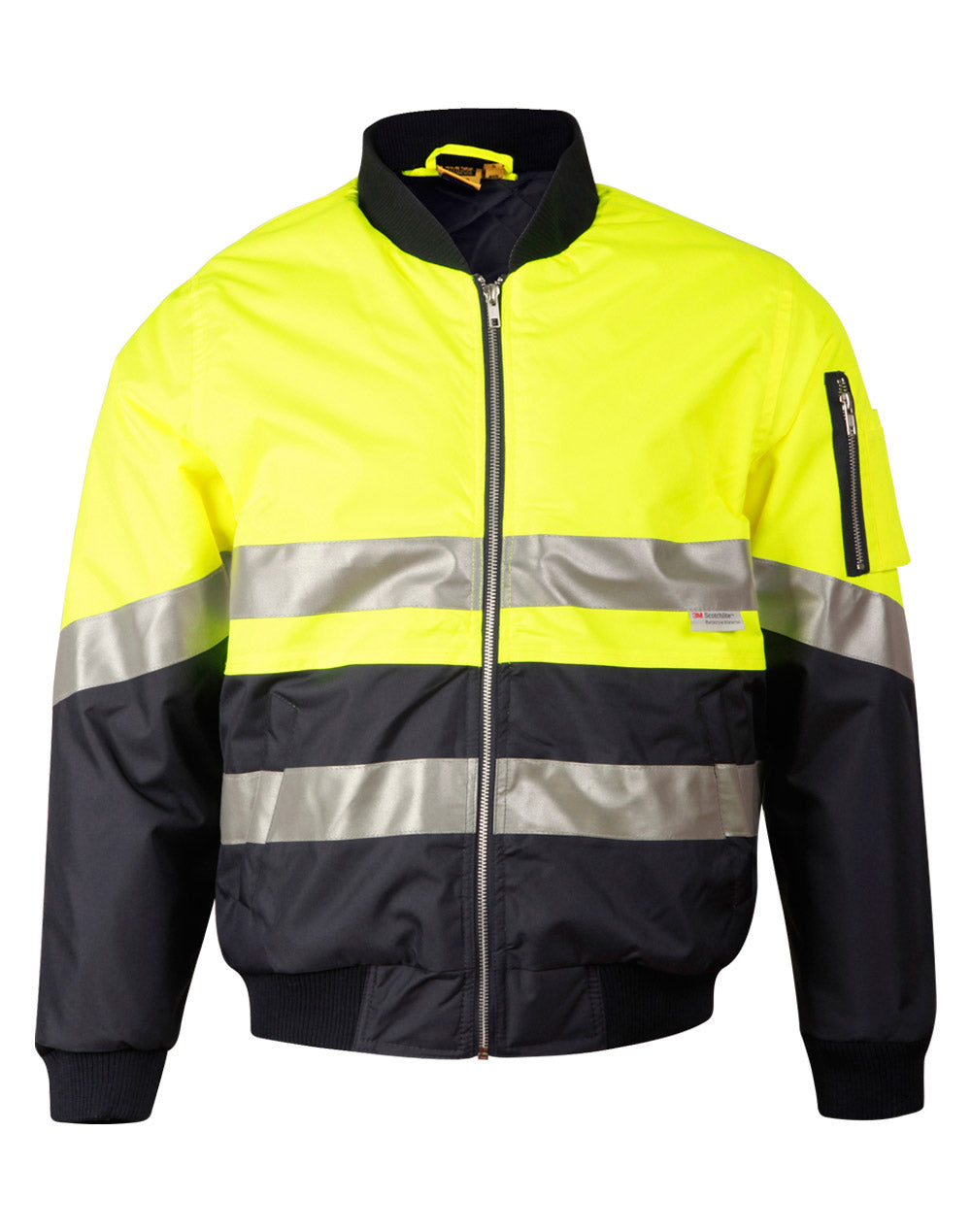 Hi-Vis Two Tone Flying Jacket With 3M Tapes - SW16A - Yellow / Navy