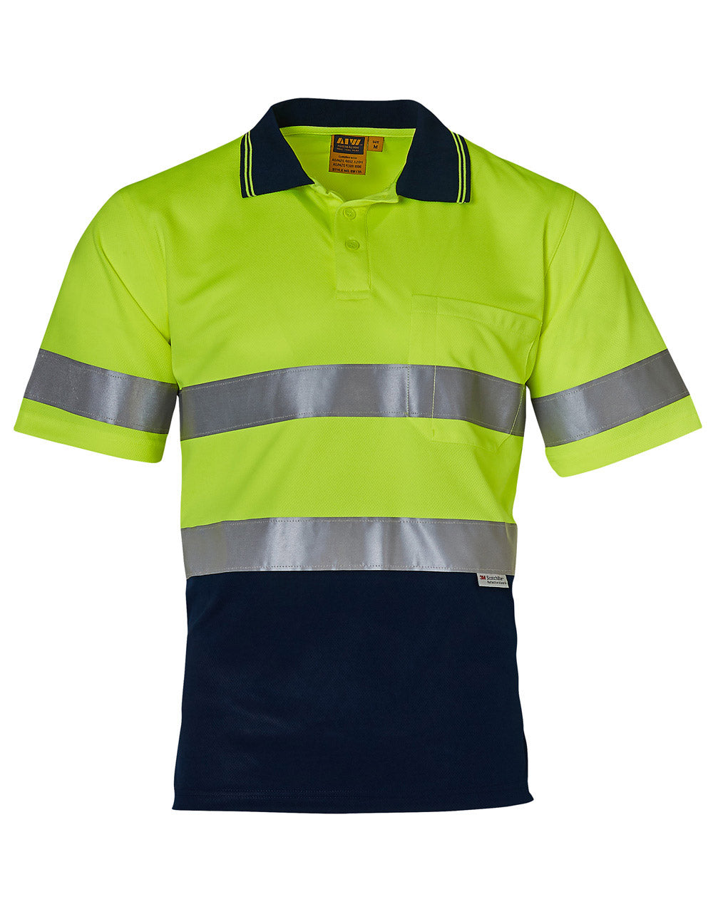 Hi-Vis S/S Safety Polo 3M Tapes - SW17A - Yellow / Navy