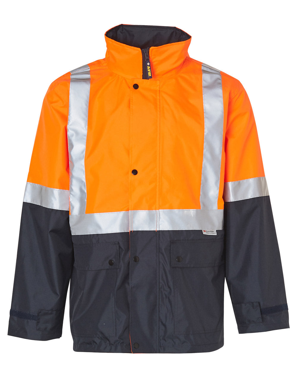 Hi-Vis Two Tone Rain Proof Safety Jacket With 3M Tapes - SW18A - Orange / Navy
