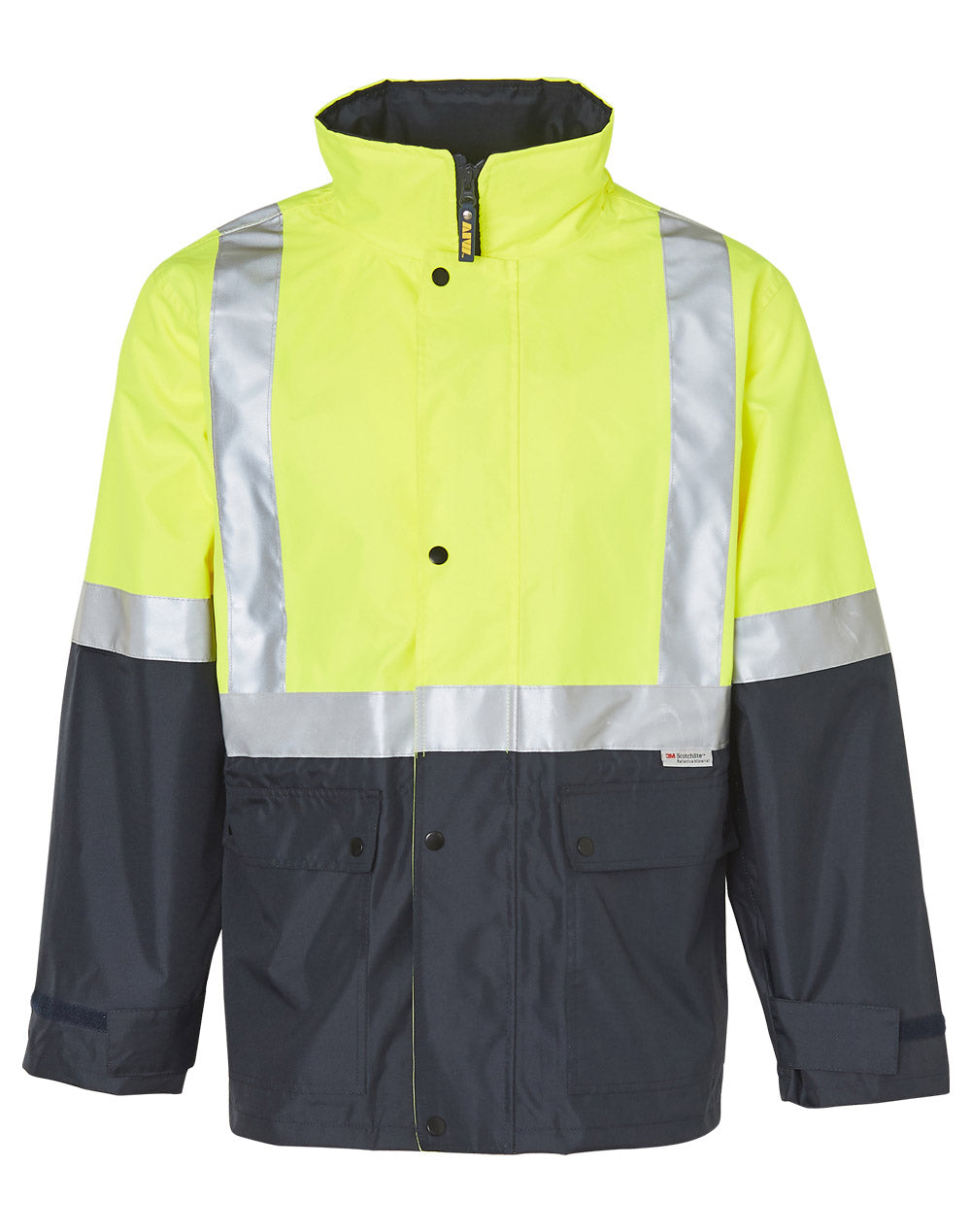 Hi-Vis Two Tone Rain Proof Safety Jacket With 3M Tapes - SW18A - Yellow / Navy