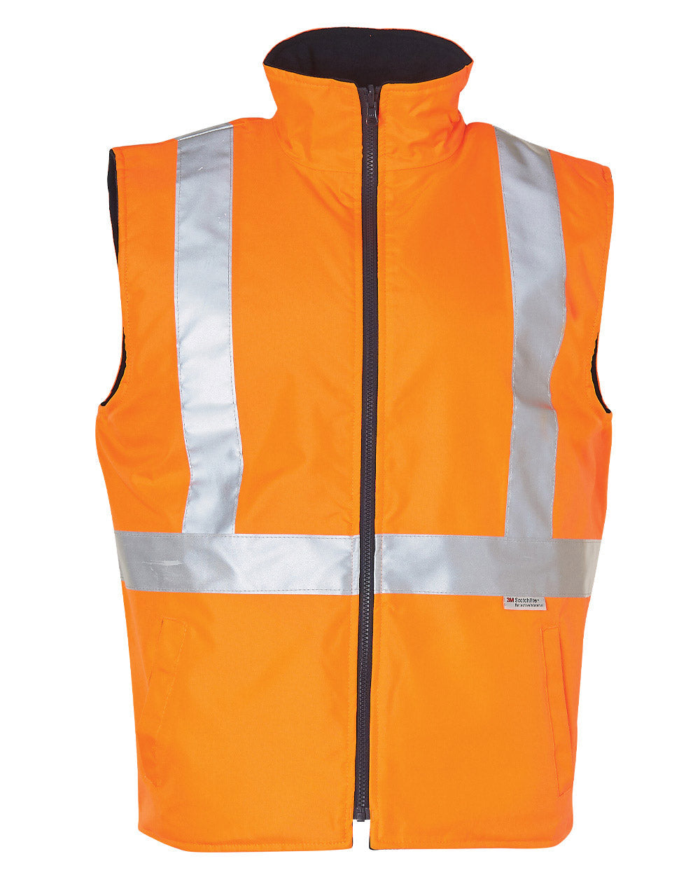 Hi-Vis Reversible Safety Vest With 3M Tapes - Orange/Navy - Front
