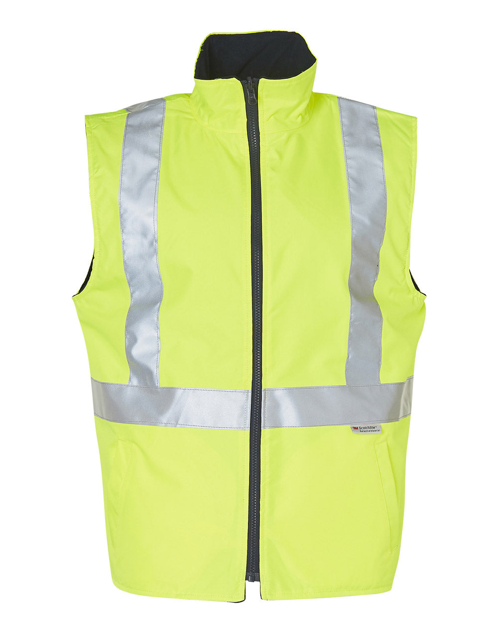 Hi-Vis Reversible Safety Vest With 3M Tapes - Yellow/Navy - Front