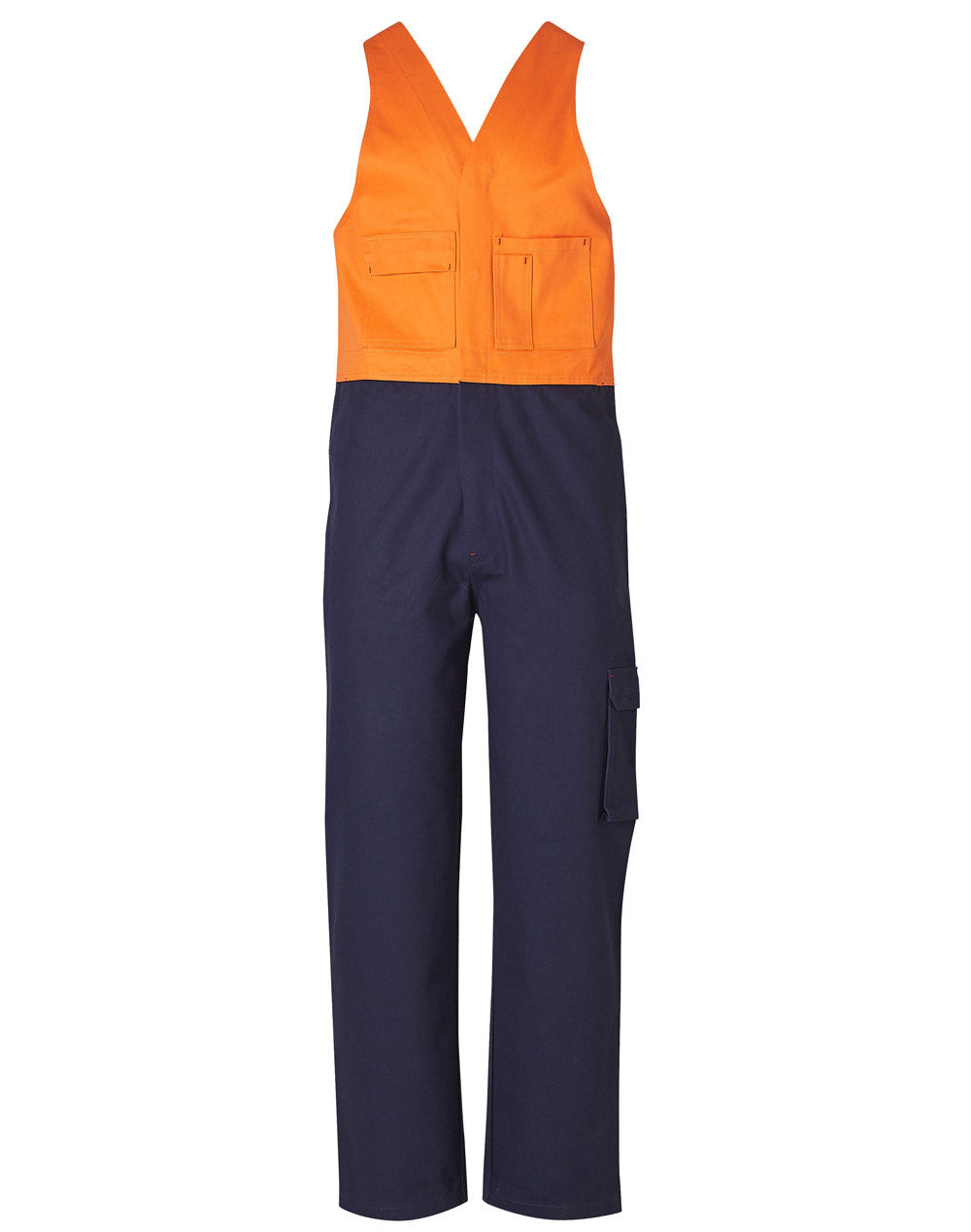 Hi-His Two Tone Men's Cotton Drill Action Back Overall-Stout - SW202 - Orange / Navy