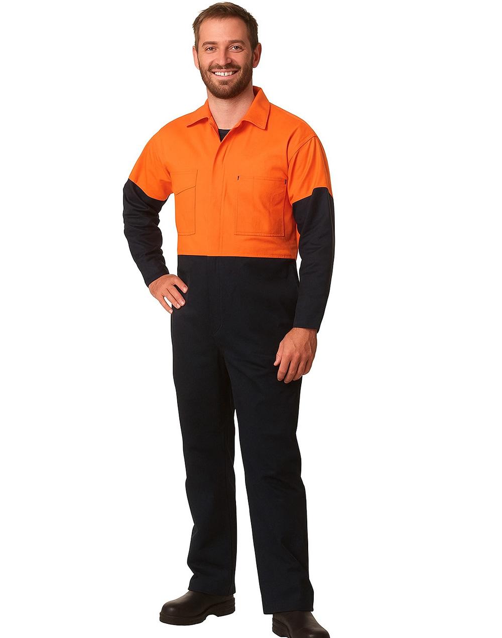 Aiw Hi-Vis Two Tone Men's Cotton Drill Coverall-Regular SW204