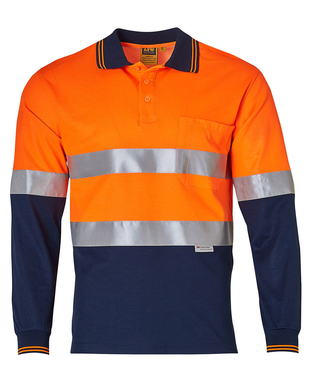 Men's Truedry Safety L/S 3M tape - SW21A - Orange / Navy