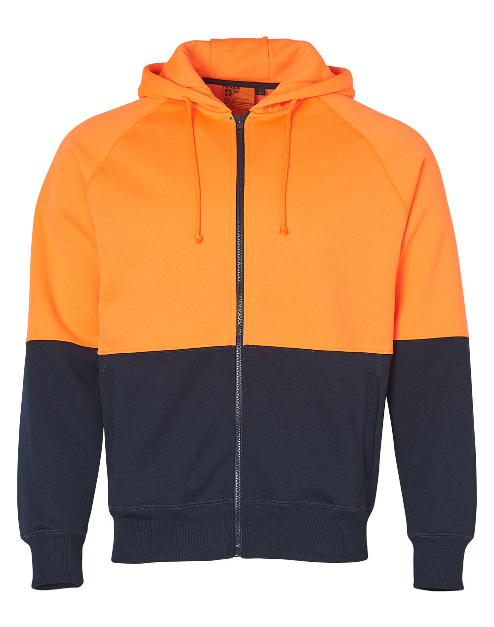 Hi-Vis Two Tone Fleecy Hoodie - SW24 - FluoroOrange / Navy