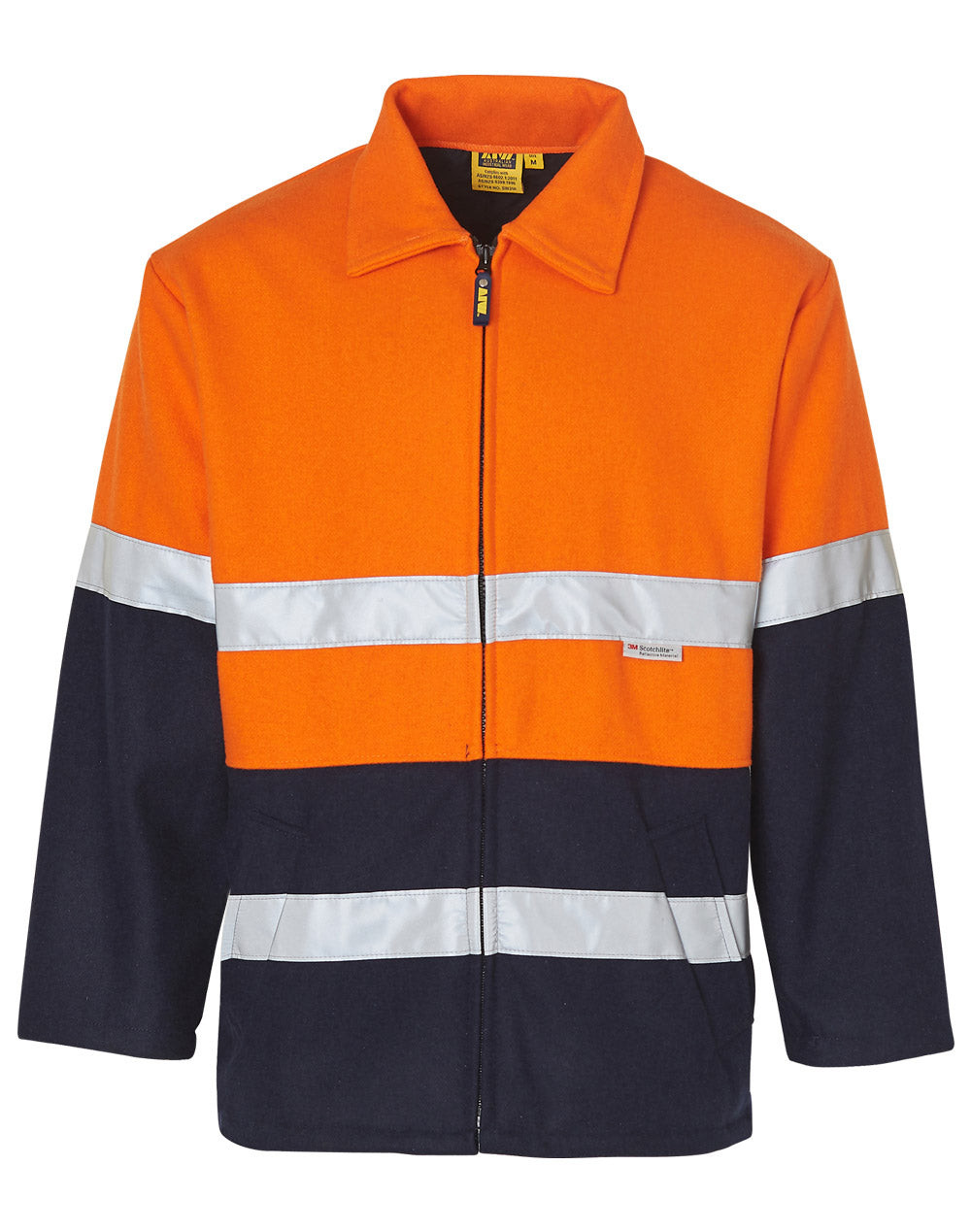 Hi-Vis Two Tone Bluey Safety Jacket with 3M Tapes - SW31A - Orange / Navy