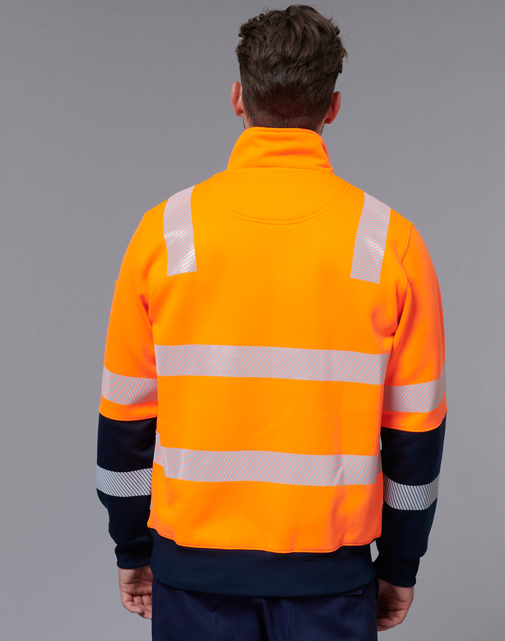 Vic Rail Hi-Vis Safety Jumper- Unisex - Orange/Navy - Back